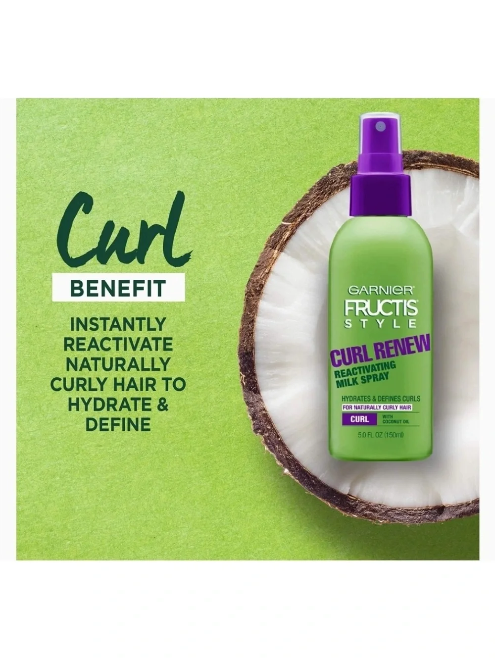 Garnier Fructis Style Curl Renew Reactivating Milk Spray - Green & Purple